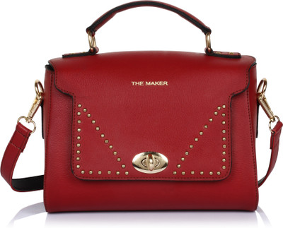 THE MAKER Women Formal Maroon Leatherette Sling Bag