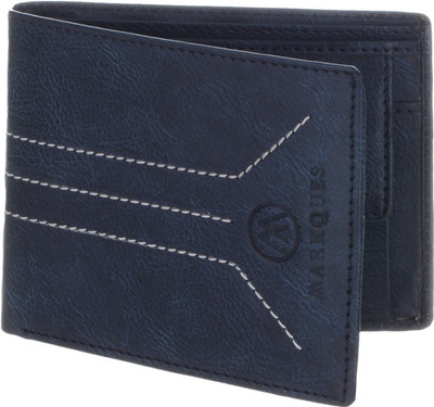 MARKQUES Men Blue Artificial Leather Wallet(3 Card Slots), Blue-05