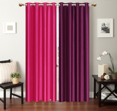 Furnishing Zone 274 cm (9 ft) Polyester Long Door Curtain (Pack Of 2)(Plain, Pink, Purple)