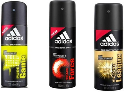 ADIDAS Pure Game Team Force Victory League Deodorant Spray - For Men(150 ml, Pack of 3)