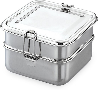 jvl Square lunch box 2 Containers Lunch Box(750 ml), Steel
