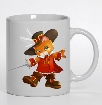 PIXART The Booted Cat Ceramic Mug(250 ml), White