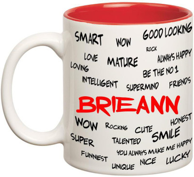 Huppme Good Personality Brieann Inner Red Ceramic Mug(350 ml), Red;white