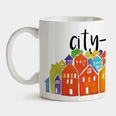 Tathya City-escape Ceramic Mug(350 ml), White