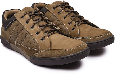 Andrew Scott Men's Olive Leather Hiking & Trekking Shoes For Men(Olive