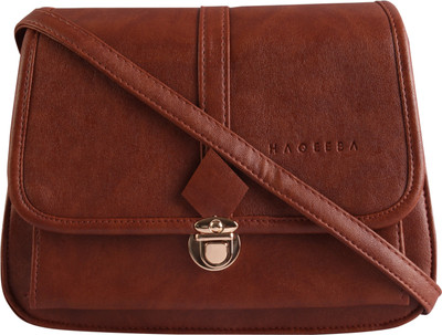 Haqeeba Women Formal Brown Leatherette Sling Bag