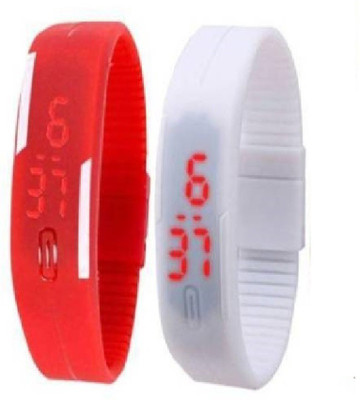 Fashion Gateway Red and White Led Magnet Band (pack of 2) Red and White Watch - For Boys & Girls