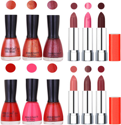 Aroma Care Wholesale Rate Combo of Nail Polish and Rythm Lipstick 438(Set of 12)