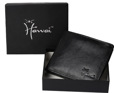 Hawai Men Black Genuine Leather Wallet(3 Card Slots)