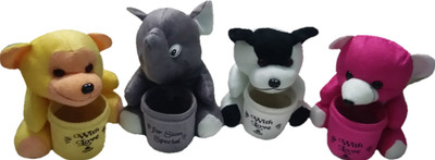 Aparshi Monkey, Elephant, Dog and Teddybear stuffed soft pen holder (Pack of 4) - 18 cm(Multicolor)
Aparshi Monkey, Elephant, Dog and Teddybear stuffed soft pen holder (Pack of 4) - 18 cm(Multicolor)