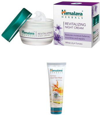 Himalaya Revitalizing Night Cream, Fairness Kesar Face Wash(Set of)