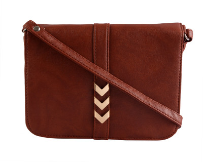 Haqeeba Women Formal Brown Leatherette Sling Bag