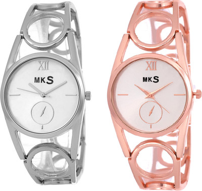 MKS fasteck combo Beauty Collection silver & Rose gold Watch - For Girls