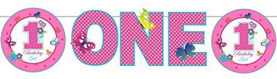 PARTY PROPZ AGE BANNER ONE PACK OF 1/GIRLS 1ST BIRTHDAY PARTY DECORATION/ GIRLS 1ST BIRTHDAY PARTY SUPPLIES/AGE Banner(7 ft, Pack of 1)
