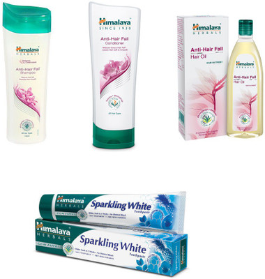 Himalaya anti hair fall shampoo, anti hair fall conditioner, anti hair fall hair oil, sparkling white paste(Set of 4)
Himalaya anti hair fall shampoo, anti hair fall conditioner, anti hair fall hair oil, sparkling white paste(Set of 4)