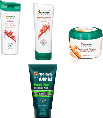 Himalaya dryness defense protein shampoo, dryness defense protein conditioner,protein hair cream, men pimple face wash(Set of)
Himalaya dryness defense protein shampoo, dryness defense protein conditioner,protein hair cream, men pimple face wash(Set of)