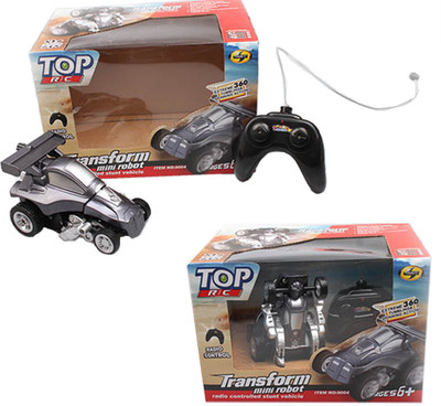 VShine Transformer Stunt Hatchback Car to Robot RC - Remote Control One Touch Deform(Silver)
