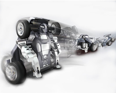 HALO NATION Transformer Stunt Hatchback Car to Robot RC - Remote Control One Touch Deform(Silver)