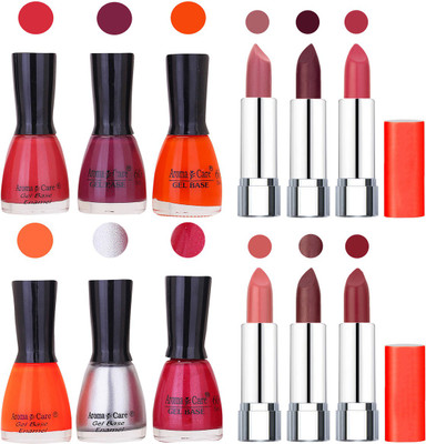 Aroma Care Wholesale Rate Combo of Nail Polish and Rythm Lipstick 601(Set of 12)