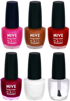 Nive Colour Blast Nail Lacquer (Set of 6 Nail Polish) Pink,Brown,Red,Pink,White,Clear(Pack of 6)
Nive Colour Blast Nail Lacquer (Set of 6 Nail Polish) Pink,Brown,Red,Pink,White,Clear(Pack of 6)