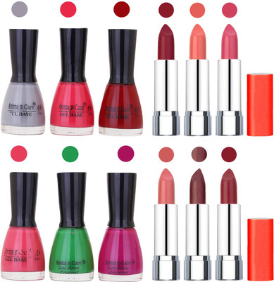 Aroma Care Wholesale Rate Combo of Nail Polish and Rythm Lipstick 711(Set of 12)