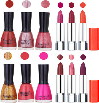 Aroma Care Wholesale Rate Combo of Nail Polish and Rythm Lipstick 593(Set of 12)