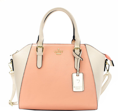 Cathy London Hand-held Bag(Beige, White)