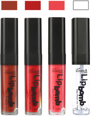Bonjour Paris Matte Lipstick(Tan-Dark Red-Peach-Top Coat, 24 ml)