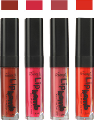 Bonjour Paris Matte Lipstick(Tan-Pink-Nute-Fire Orange, 24 ml)
