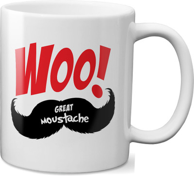 VOGALLY Great Moustache Ceramic Mug(325 ml), Multicolor