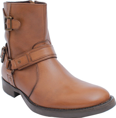 Salt N Pepper Ray Almond Mid Ankle Boots For Men(Tan