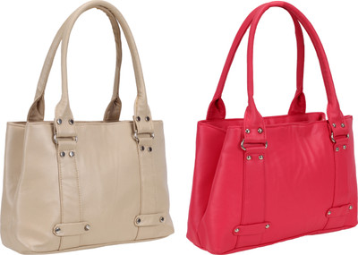 Lady bar Shoulder Bag(Tan, Pink), Pink;tan