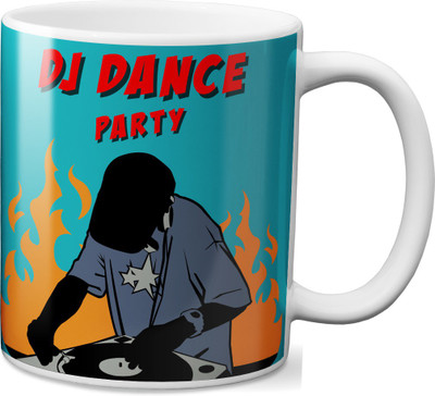 VOGALLY Dj Party Ceramic Mug(325 ml), Multicolor