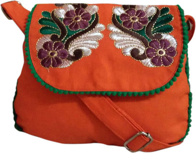 Fly Angels Girls Casual Orange Canvas Shoulder Bag