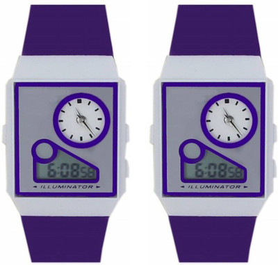 Fashion Gateway Analog&Digital watch with Stopwatch Feature (fk35) Purple (Pack of 2) Watch - For Boys & Girls