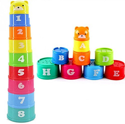 iDream 9pcs Stack & Nesting Cup With Letters Numbers Figure(Multicolor)