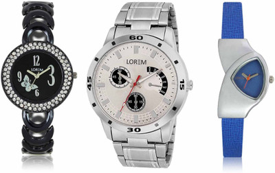 LEGENDDEAL New LR08-201-208 Exclsive Diamond Studed Black Best Stylish Combo Watch - For Men & Women