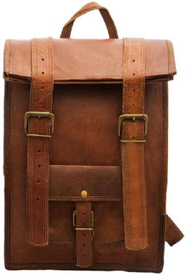 Anshika International Brown Handmade Onroll Shoulder Backpack Leather Bag For Men Women Unisex 23 L Laptop Backpack(Brown)