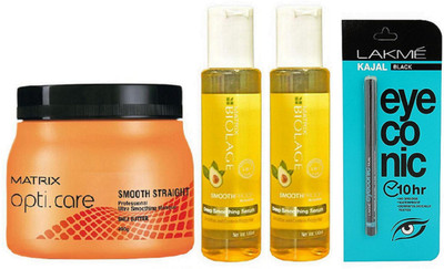 Matrix Opticare Hair Spa & Biolage Serum Pack Of 2 With Lakme Eyeconic Kajal 10hr No Smudge(Set of 4)
Matrix Opticare Hair Spa & Biolage Serum Pack Of 2 With Lakme Eyeconic Kajal 10hr No Smudge(Set of 4)
