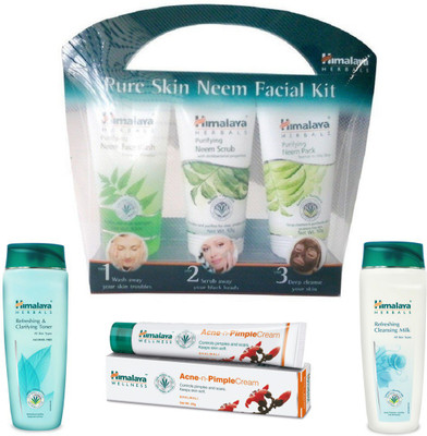 Himalaya Pure Skin Neem Facial Kit, Refreshing & Clarifying Toner, Refreshing Cleansing Milk, Acne N Pimple Cream(Set of 4)
Himalaya Pure Skin Neem Facial Kit, Refreshing & Clarifying Toner, Refreshing Cleansing Milk, Acne N Pimple Cream(Set of 4)