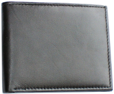 PELLET Men Black Genuine Leather Wallet(8 Card Slots)
