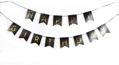 Wanna Party Happy Birthday Gold Foil Banner Banner(10 ft, Pack of 1)