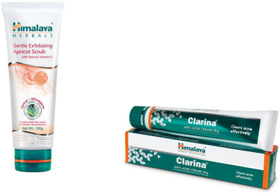 Himalaya Gentle Exfoliating Apricot Scrub, Clarina Anti Acne Cream(Set of 2)