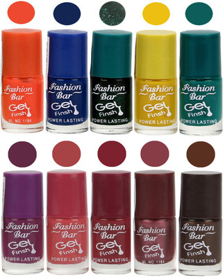 Fashion Bar Velvet Gel Finish Nail Polish Orange, Blue, Green, Yellow, Green, Purple, Pink, Brown(Pack of 10)
Fashion Bar Velvet Gel Finish Nail Polish Orange, Blue, Green, Yellow, Green, Purple, Pink, Brown(Pack of 10)