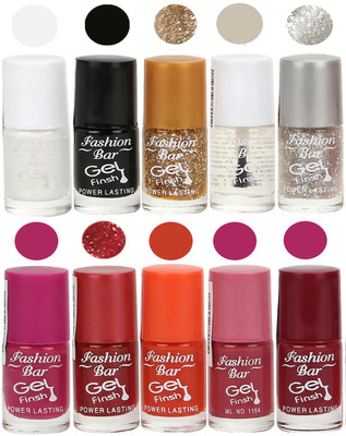 Fashion Bar Velvet Gel Finish Nail Polish White, Black, Gold, Clear, Grey, Purple, Red, Orange, Pink, Purple(Pack of 10)
Fashion Bar Velvet Gel Finish Nail Polish White, Black, Gold, Clear, Grey, Purple, Red, Orange, Pink, Purple(Pack of 10)