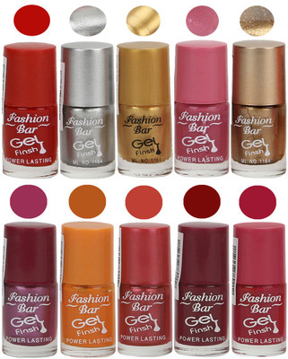 Fashion Bar Velvet Gel Finish Nail Polish Red, Grey, Gold, Pink, Gold, Purple, Orange, Red, Brown, Pink(Pack of 10)
Fashion Bar Velvet Gel Finish Nail Polish Red, Grey, Gold, Pink, Gold, Purple, Orange, Red, Brown, Pink(Pack of 10)