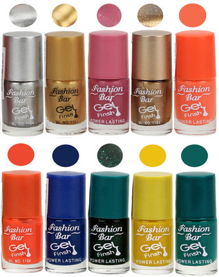 Fashion Bar Velvet Gel Finish Nail Polish Grey, Gold, Pink, Gold, Orange, Blue, Green, Yellow, Green(Pack of 10)
Fashion Bar Velvet Gel Finish Nail Polish Grey, Gold, Pink, Gold, Orange, Blue, Green, Yellow, Green(Pack of 10)
