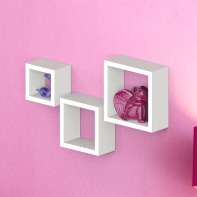 Onlineshoppee Square Nesting MDF Wall Shelf(Number of Shelves - 3, White)