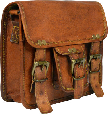 ALBORZ Girls Casual Brown Genuine Leather Messenger Bag