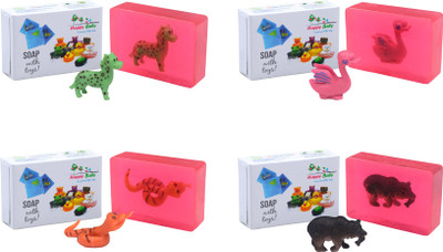 Happy Baby Luxurious Kids Soap With Toy .Pink-(Pack Of 4)(400 g, Pack of 4)